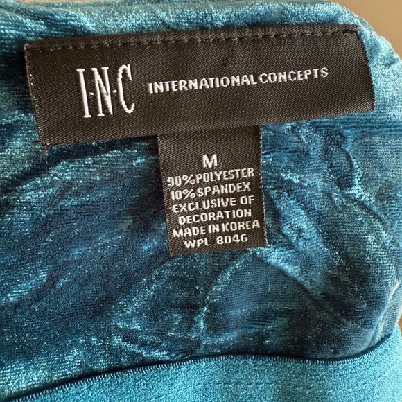 INC Crushed Velvet Teal Blue Lace Cami Slip Tank  M Y2K Lingeriecore Fall - Picture 6 of 8